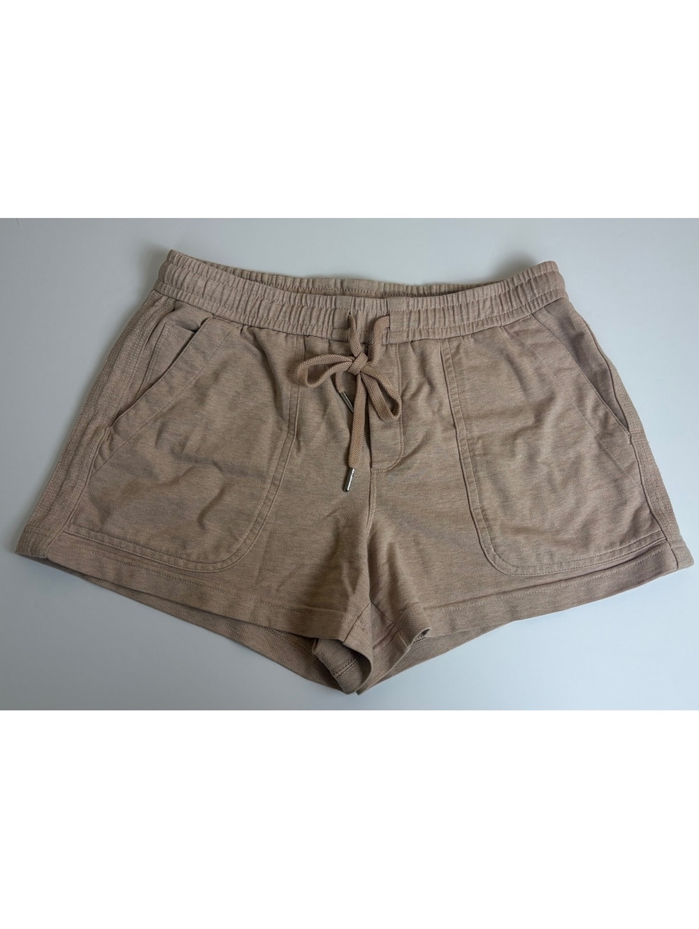 Athleta Farallon Heathered Shorts Womens Beige Pull On Pockets Lounge Cozy